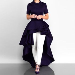 NWT Misstook Rianne Ruffle Tunic- Navy